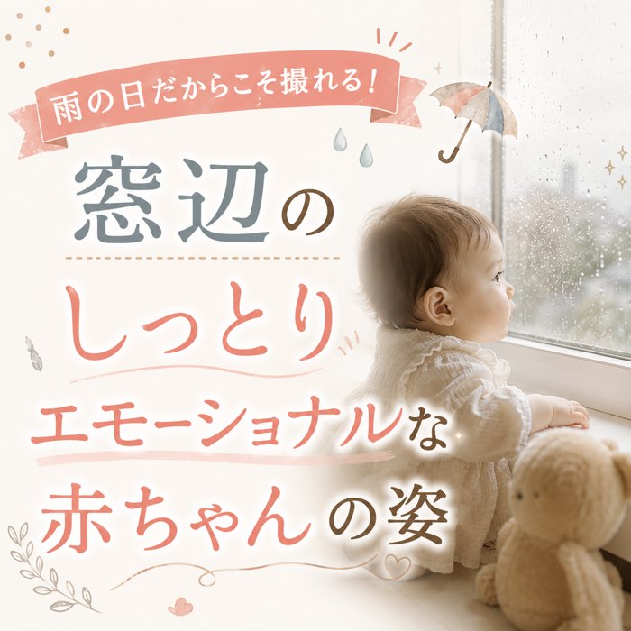 雨の日だからこそ撮れる！窓辺のしっとりエモーショナルな赤ちゃんの姿