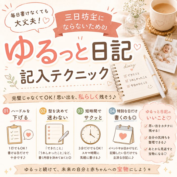 毎日書けなくても大丈夫！三日坊主にならないための「ゆるっと日記」記入テクニック