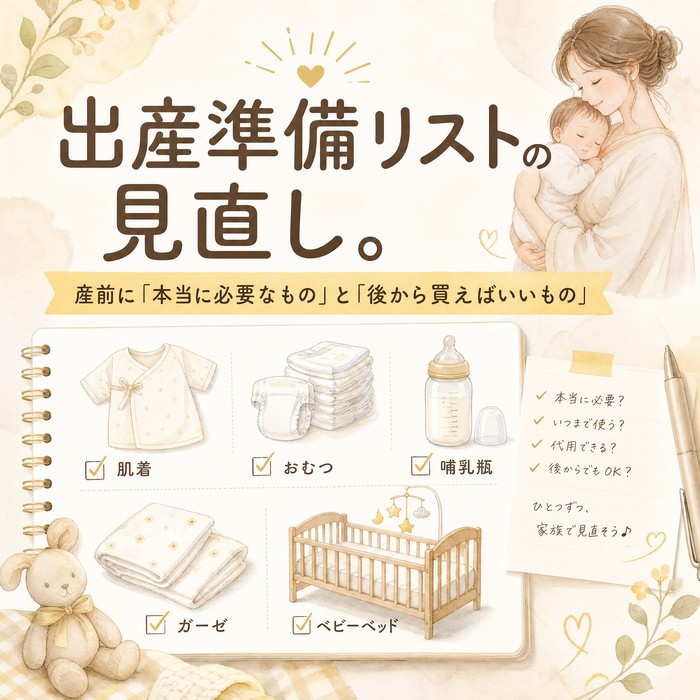 出産準備リストの見直し。産前に「本当に必要なもの」と「後から買えばいいもの」