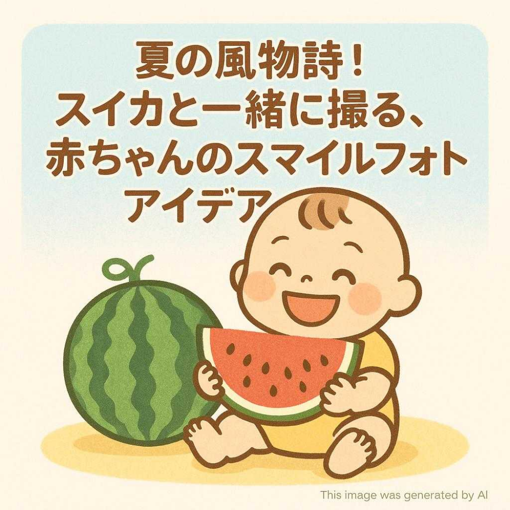 夏の風物詩！スイカと一緒に撮る、赤ちゃんのスマイルフォトアイデア