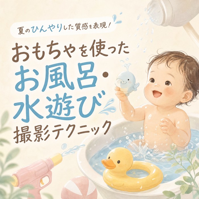 夏のひんやりした質感を表現！おもちゃを使ったお風呂・水遊び撮影テクニック