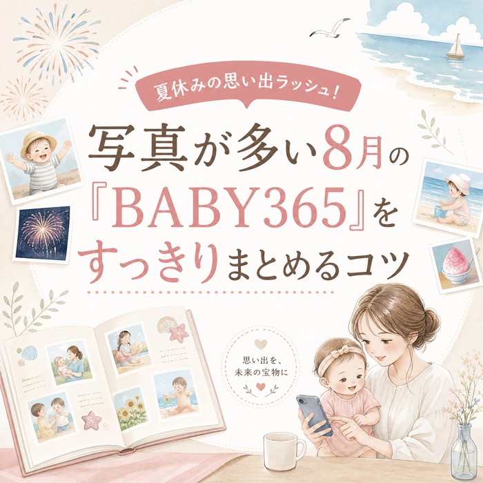夏休みの思い出ラッシュ！写真が多い8月の「BABY365」をすっきりまとめるコツ