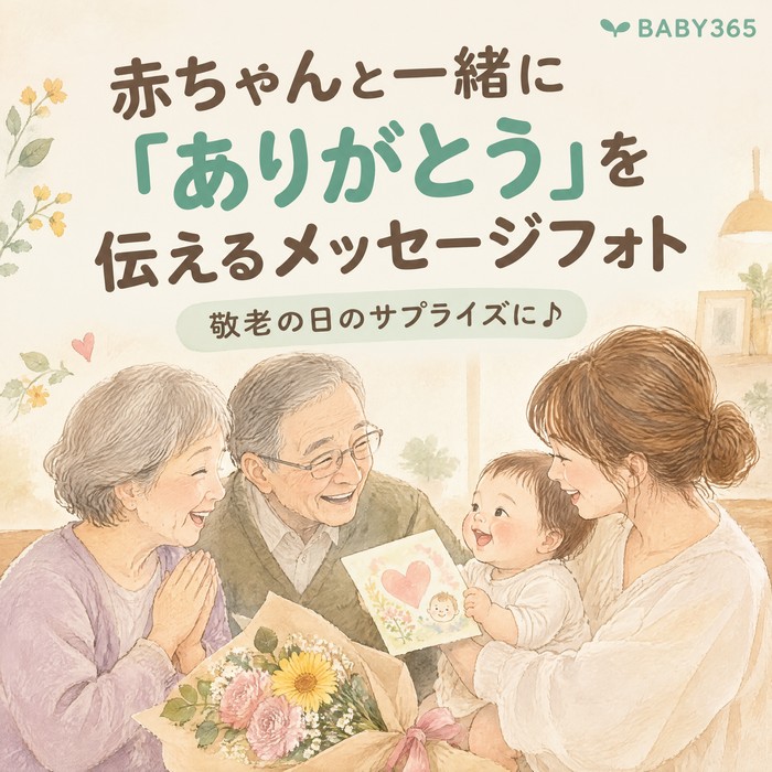 敬老の日のサプライズに♪赤ちゃんと一緒に「ありがとう」を伝えるメッセージフォト