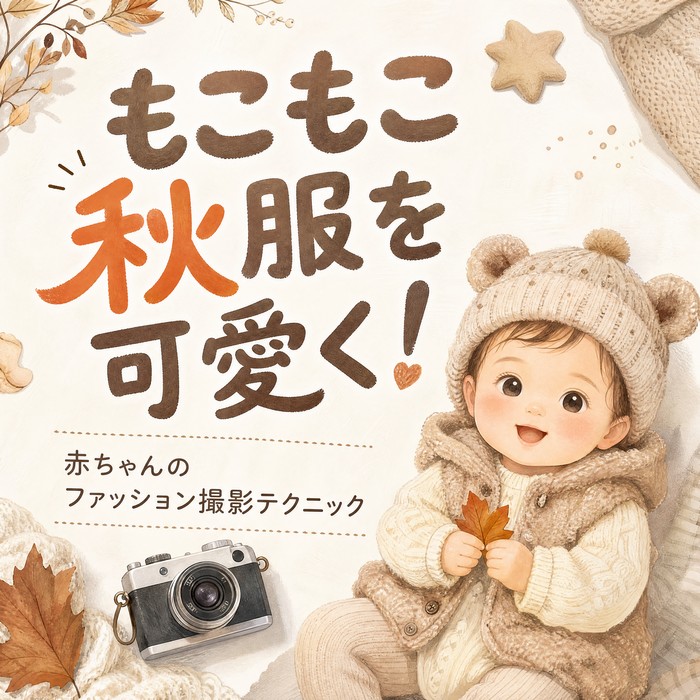 もこもこ秋服の質感を可愛く残す！赤ちゃんのファッション撮影テクニック