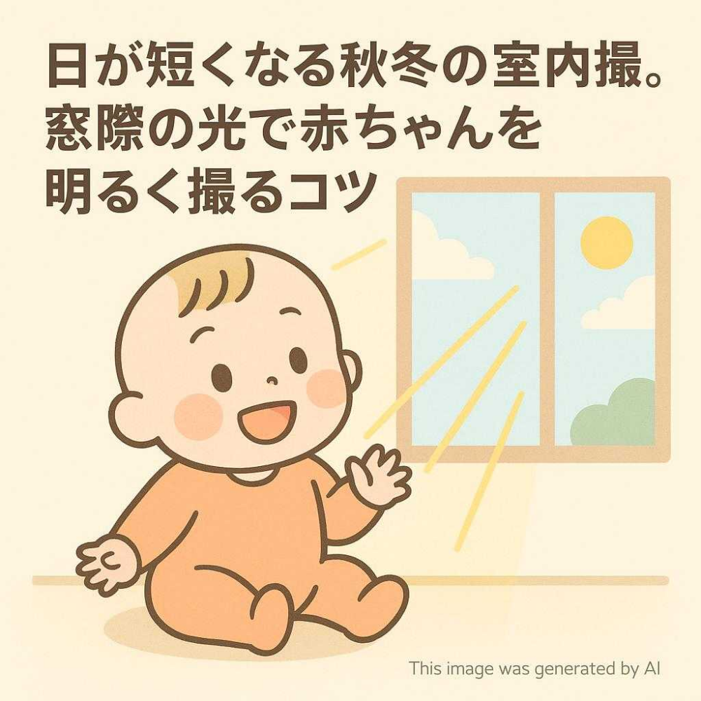 日が短くなる秋冬の室内撮影。窓際の光で赤ちゃんを明るく撮るコツ