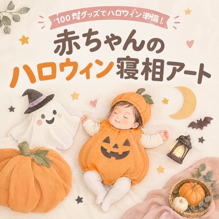 ハロウィン準備！100均グッズでできる赤ちゃんのハロウィン寝相アート